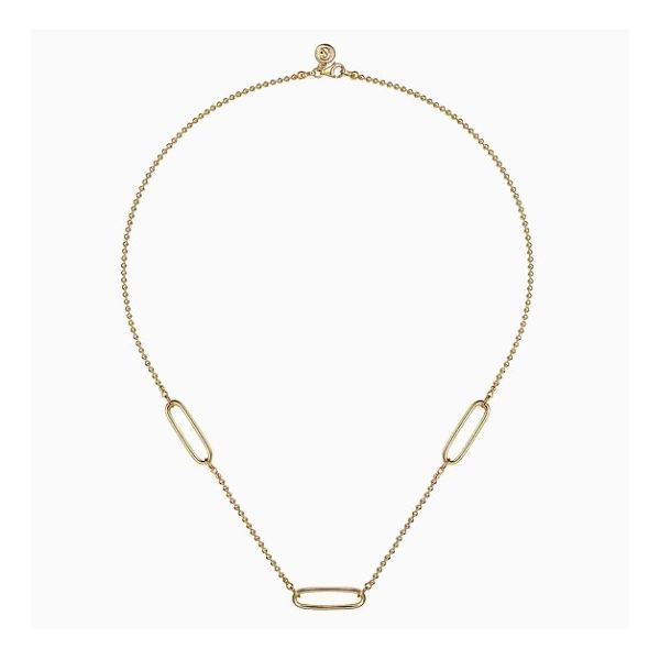 14K Yellow Gold Bujukan Bead Link Station Necklace Image 2 Moore Jewelers Laredo, TX