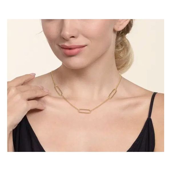 14K Yellow Gold Bujukan Bead Link Station Necklace Image 3 Moore Jewelers Laredo, TX