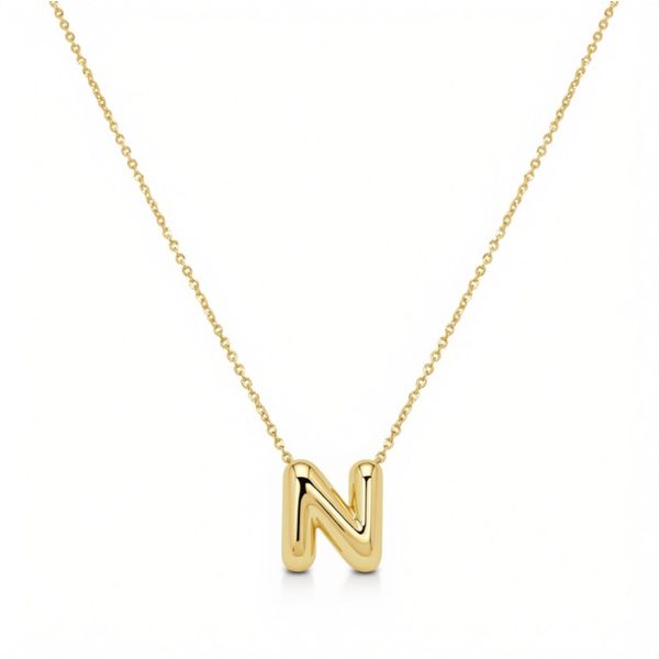 14K Yellow Gold Bubble Initial Necklace Moore Jewelers Laredo, TX