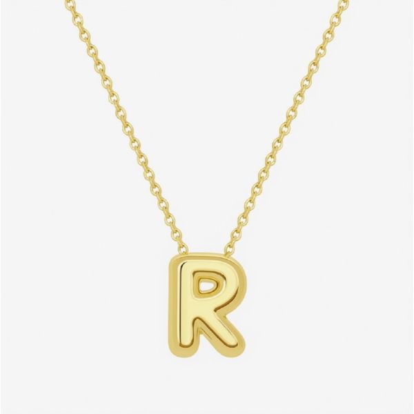 14K Yellow Gold Bubble Initial Necklace Moore Jewelers Laredo, TX