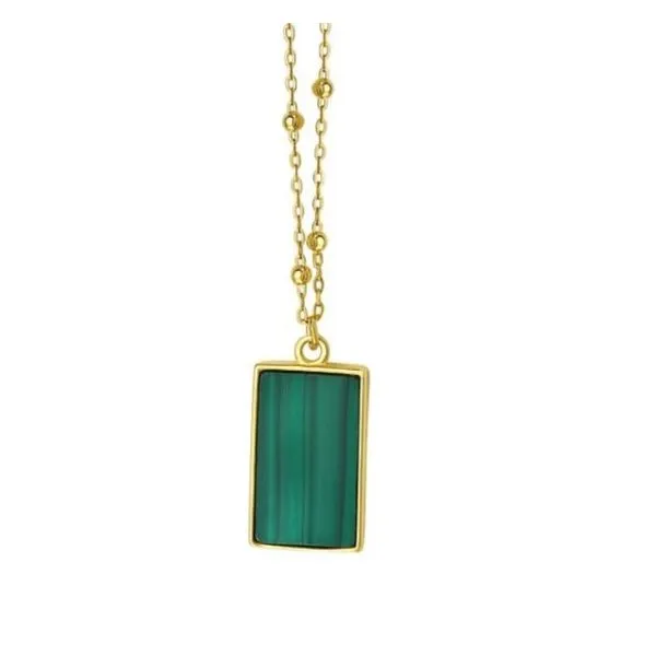 14K Yellow Gold Malachite Pendant Necklace Moore Jewelers Laredo, TX