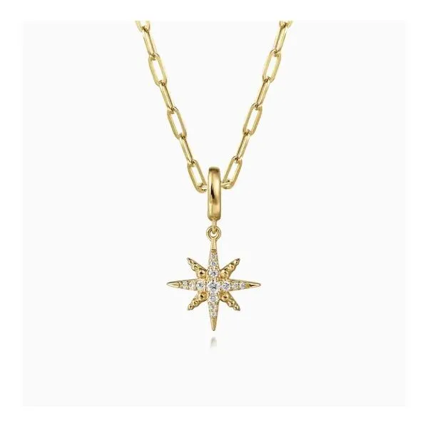 14K Yellow Gold Diamond Star Charm Pendant Image 3 Moore Jewelers Laredo, TX