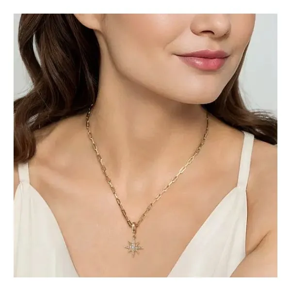 14K Yellow Gold Diamond Star Charm Pendant Image 4 Moore Jewelers Laredo, TX