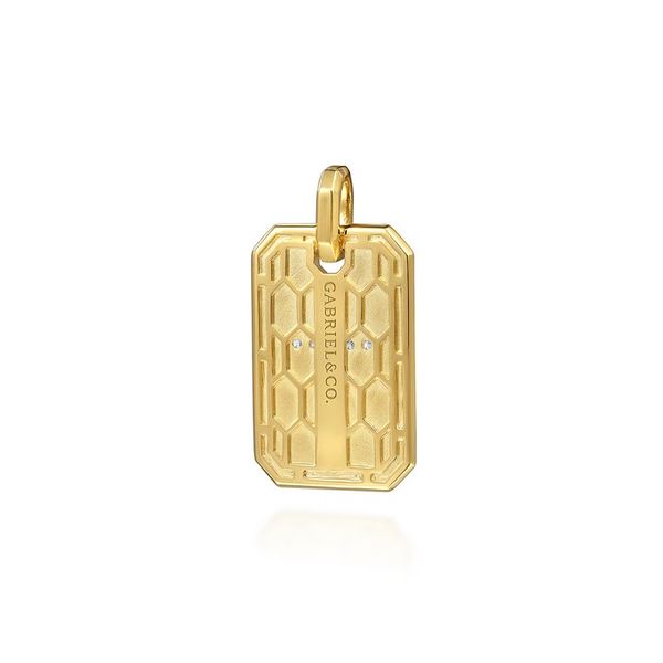 14K Yellow Gold Dog Tag Diamond Pendant Image 2 Moore Jewelers Laredo, TX