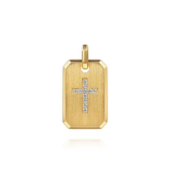 14K Yellow Gold Dog Tag Diamond Pendant Moore Jewelers Laredo, TX