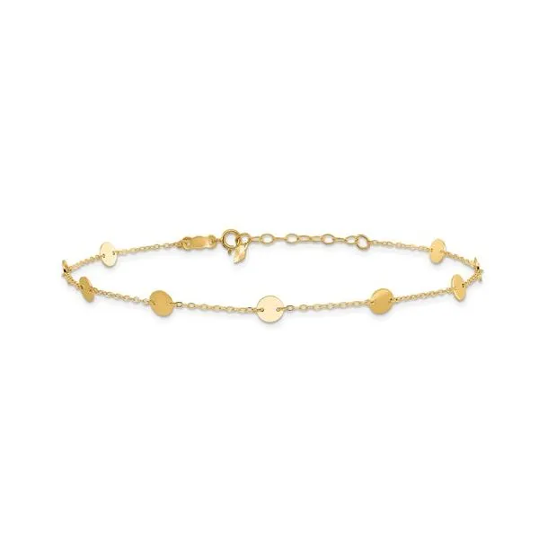 14K Yellow Gold Polished Disc Anklet Moore Jewelers Laredo, TX