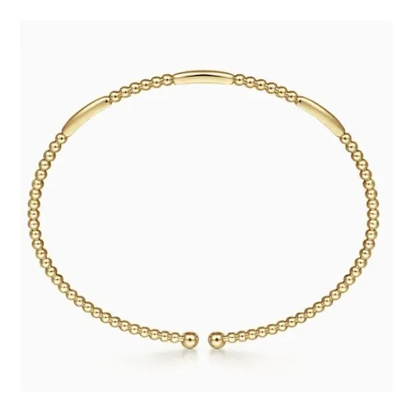 14K Yellow Gold Beaded Bujukan Cuff Bracelet Image 2 Moore Jewelers Laredo, TX