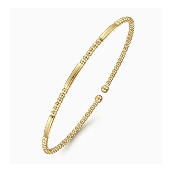 14K Yellow Gold Beaded Bujukan Cuff Bracelet Image 3 Moore Jewelers Laredo, TX