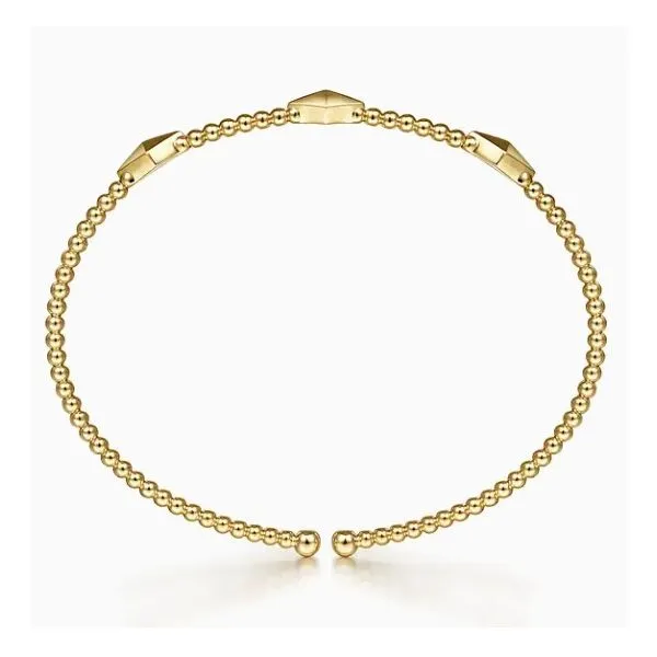 14K Yellow Gold Beaded Bujukan Pyramid Station Cuff Bracelet Image 2 Moore Jewelers Laredo, TX