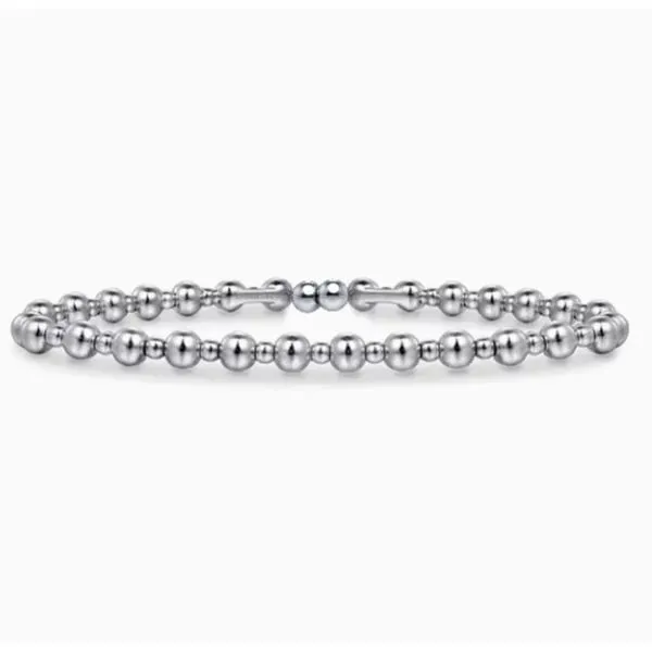 14K White Gold Beaded Bujukan Bangle Bracelet Moore Jewelers Laredo, TX