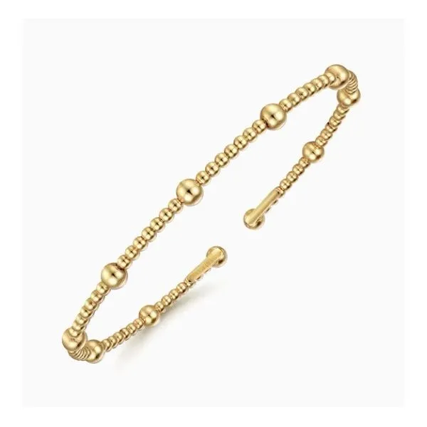 14K Yellow Gold Beaded Bujukan Cuff Bracelet Image 2 Moore Jewelers Laredo, TX