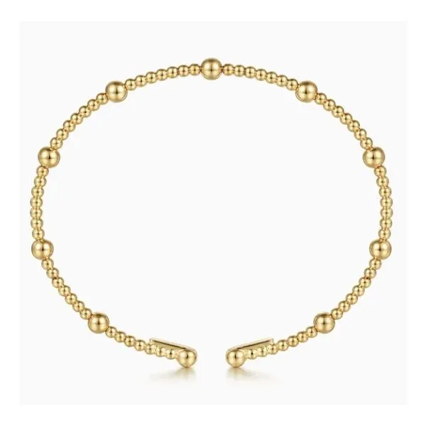 14K Yellow Gold Beaded Bujukan Cuff Bracelet Image 3 Moore Jewelers Laredo, TX