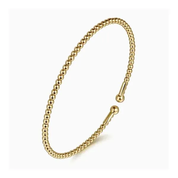 14K Yellow Gold Beaded Bujukan Cuff Bracelet Image 2 Moore Jewelers Laredo, TX