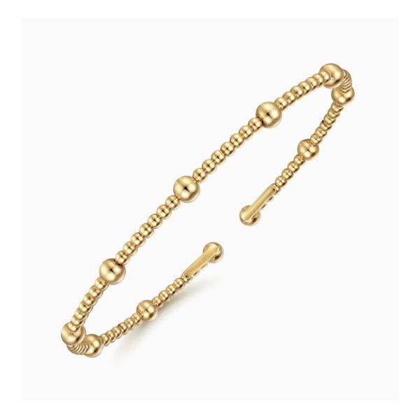 14K Yellow Gold Beaded Bujukan Cuff Bracelet Image 2 Moore Jewelers Laredo, TX