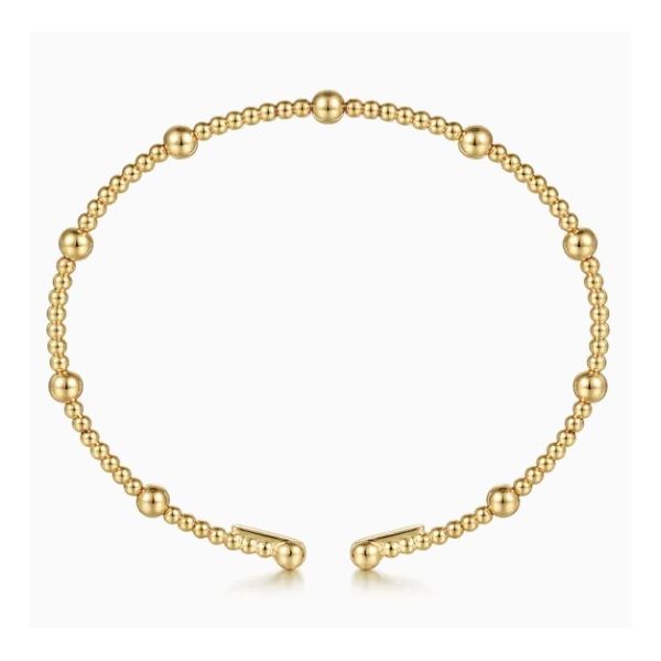 14K Yellow Gold Beaded Bujukan Cuff Bracelet Image 3 Moore Jewelers Laredo, TX