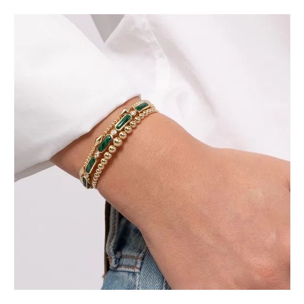 14K Yellow Gold Beaded Cuff Bracelet Image 3 Moore Jewelers Laredo, TX