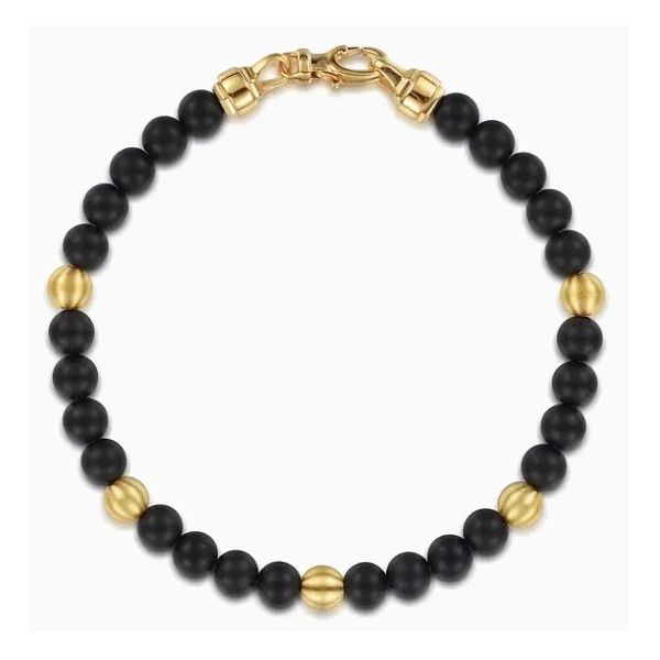 14K Gold Black Titanium Sandblast Beaded Bracelet Moore Jewelers Laredo, TX