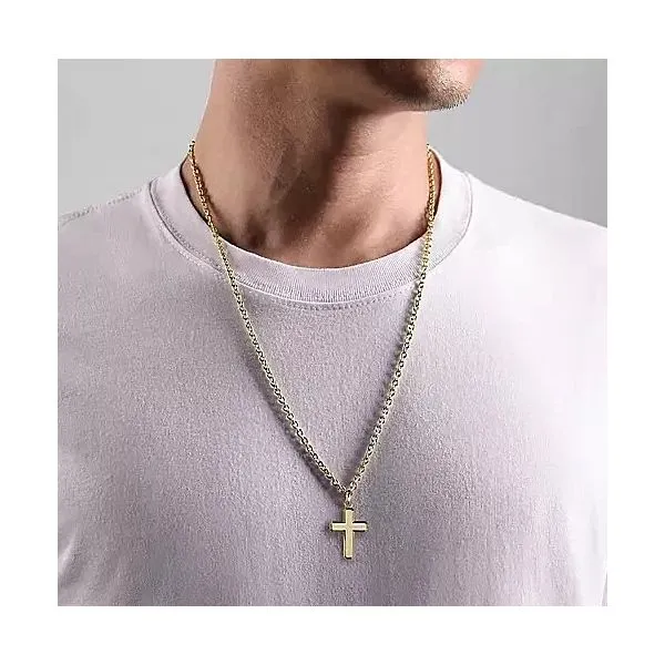 14K Yellow Gold Cross Pendant Image 3 Moore Jewelers Laredo, TX