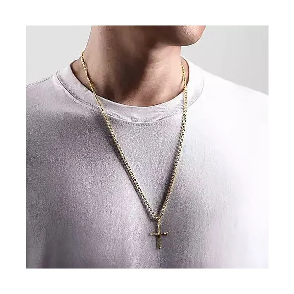 14K Yellow Gold Twisted Rope Gold Cross Pendant Image 3 Moore Jewelers Laredo, TX
