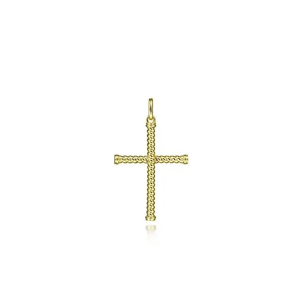 14K Yellow Gold Twisted Rope Gold Cross Pendant Moore Jewelers Laredo, TX