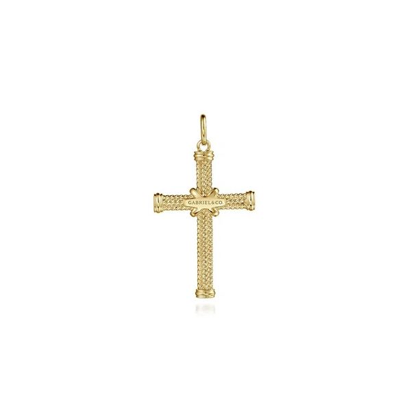 14K Yellow Gold Twisted Rope Cross Pendant Image 2 Moore Jewelers Laredo, TX