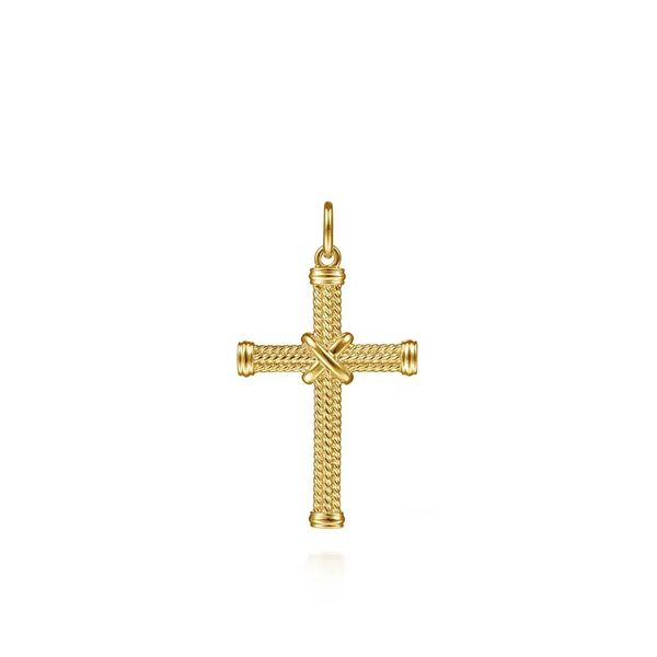 14K Yellow Gold Twisted Rope Cross Pendant Moore Jewelers Laredo, TX