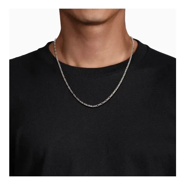 Sterling Silver Solid Rectangluar Figaro Chain Image 3 Moore Jewelers Laredo, TX