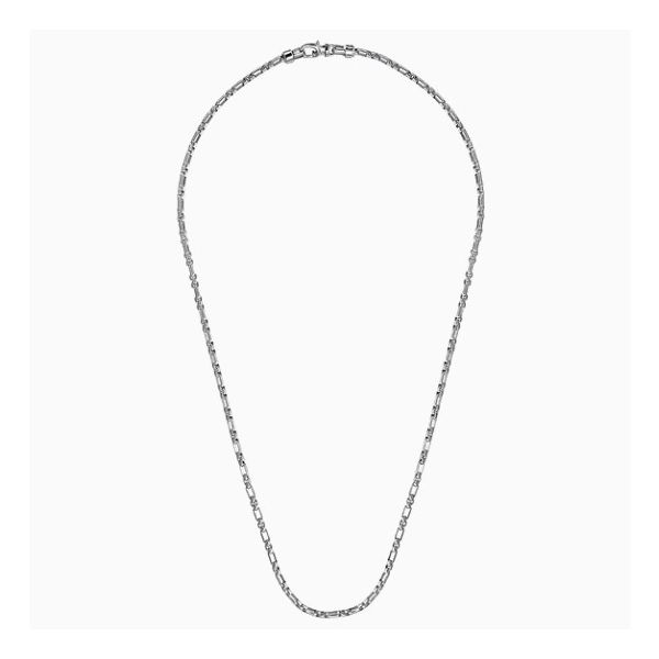 Sterling Silver Solid Rectangluar Figaro Chain Image 2 Moore Jewelers Laredo, TX