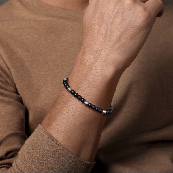 Black Titanium Sandblast Beaded Bracelet Image 3 Moore Jewelers Laredo, TX