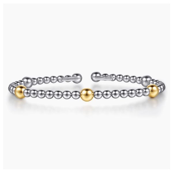 Sterling Silver & 14K Yellow Gold Station Accent Bujukan Cuff Bracelet Image 2 Moore Jewelers Laredo, TX