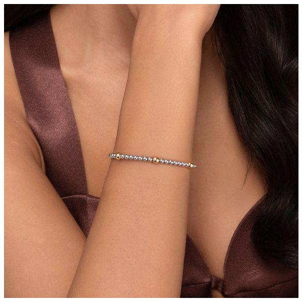 Sterling Silver & 14K Yellow Gold Station Accent Bujukan Cuff Bracelet Image 4 Moore Jewelers Laredo, TX