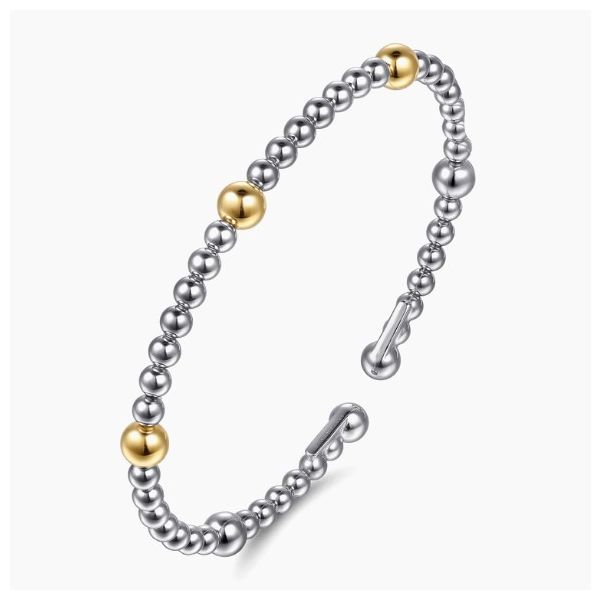 Sterling Silver & 14K Yellow Gold Station Accent Bujukan Cuff Bracelet Moore Jewelers Laredo, TX