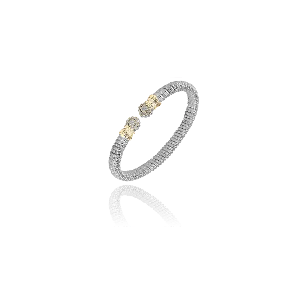 Lady's 2Tone 14k Gold & Sterling Silver Moiré Beading Cuff Bracelet Moore Jewelers Laredo, TX