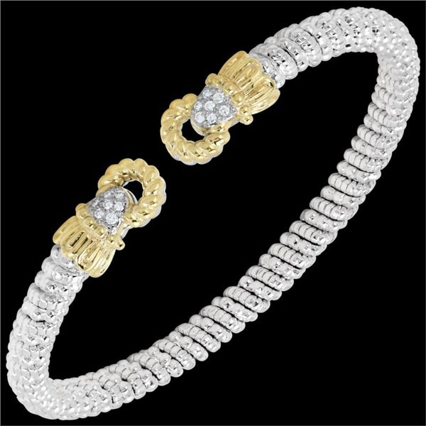 14k Gold & Sterling Silver Moiré Beading Cuff Bracelet Moore Jewelers Laredo, TX