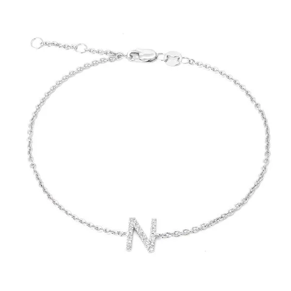 Sterling Silver Diamond Initial 