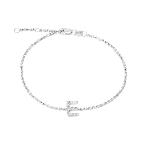 Sterling Silver Diamond Initial 