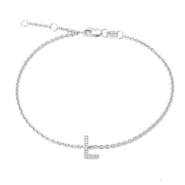 Sterling Silver Diamond Initial 