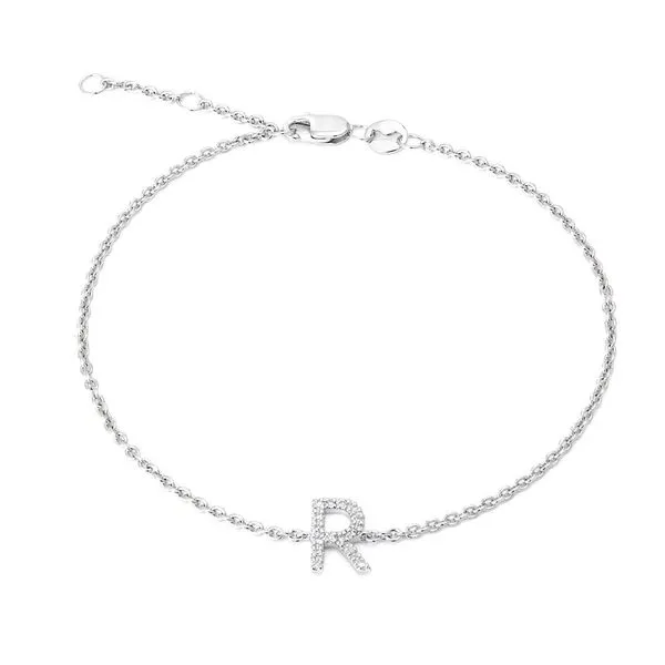 Sterling Silver Diamond Initial 