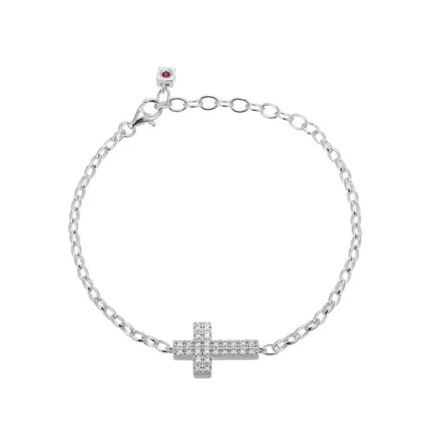 Sterling Silver Cross Bracelet With Round CZs Moore Jewelers Laredo, TX