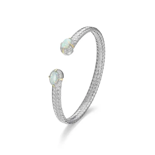 Sterling Silver Opal and CZs Cuff Bracelet Moore Jewelers Laredo, TX
