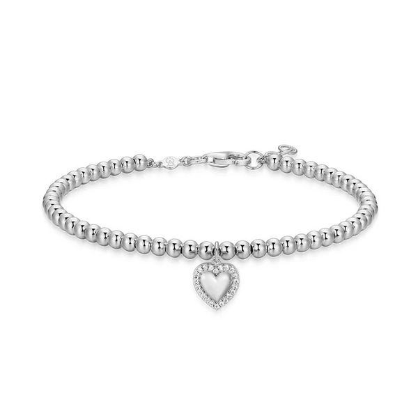 Sterling Silver Beaded Heart Bracelet Moore Jewelers Laredo, TX