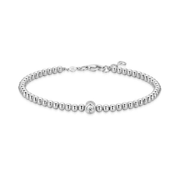 Sterling Silver Lab Created Diamond Beaded Bracelet Moore Jewelers Laredo, TX