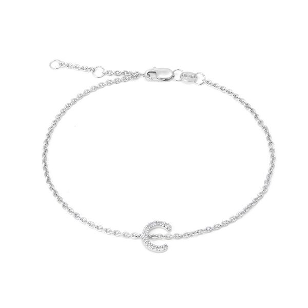 Sterling Silver Diamond Initial 