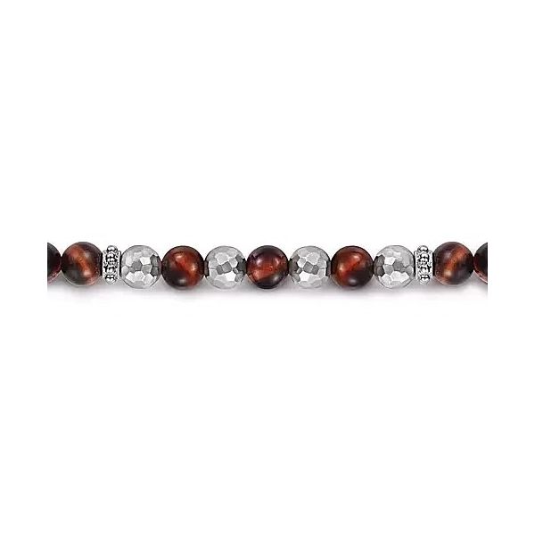 Tiger Eye Silver Beaded Bracelet Image 2 Moore Jewelers Laredo, TX