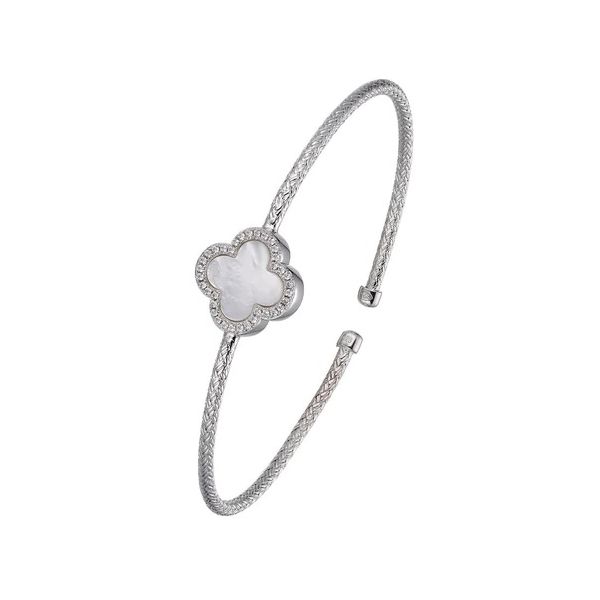 Sterling Silver Mesh Cuff Bracelet With CZs Moore Jewelers Laredo, TX