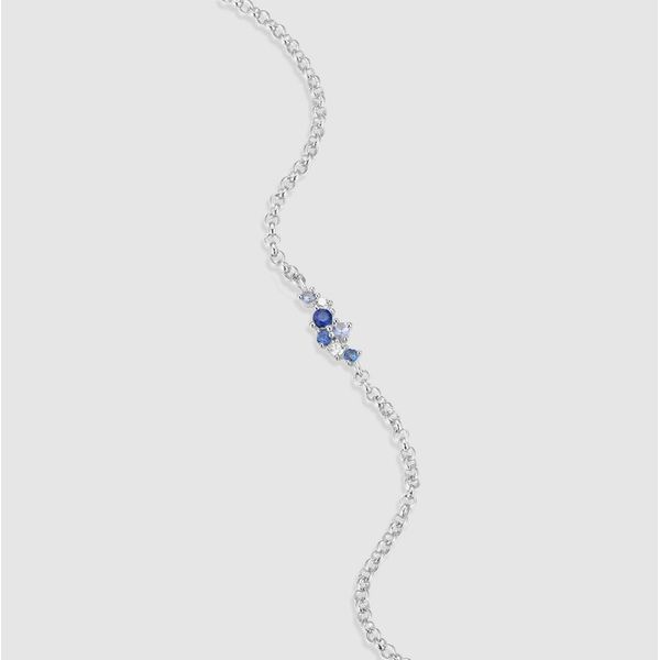 Sterling Silver Lab-Created Sapphire & Diamond Bolo Bracelet Image 2 Moore Jewelers Laredo, TX