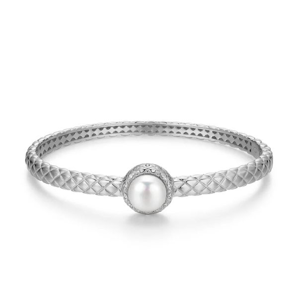 Sterling Silver Fresh Water Pearl Quilted Bangle Moore Jewelers Laredo, TX