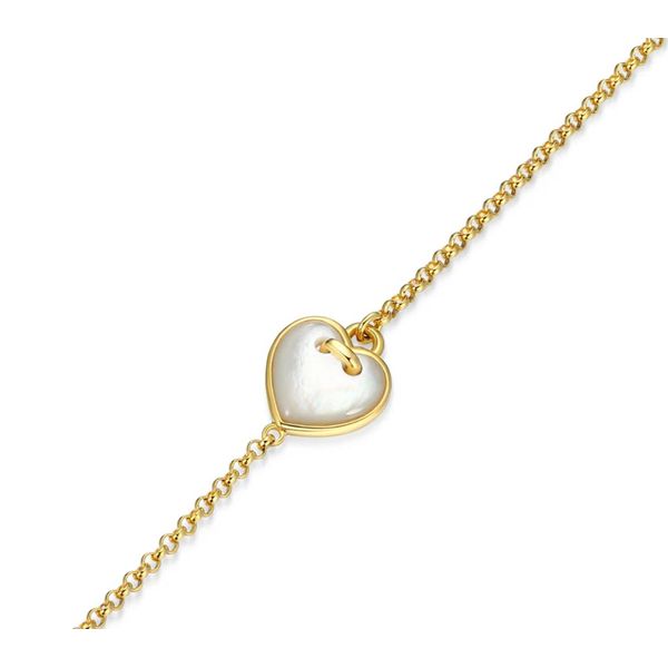 14K Gold Plated Heart Bracelet With Mother Of Pearl Heart Image 2 Moore Jewelers Laredo, TX