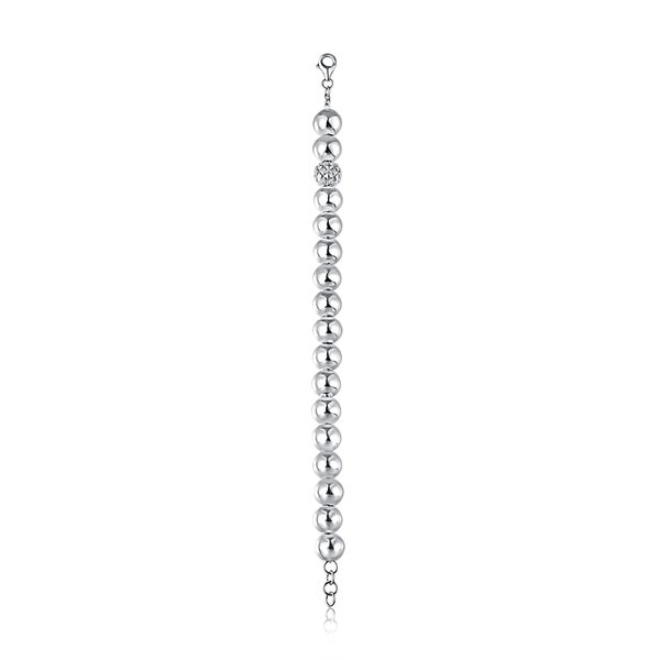 Sterling Silver Beaded Diamond Bracelet Image 2 Moore Jewelers Laredo, TX