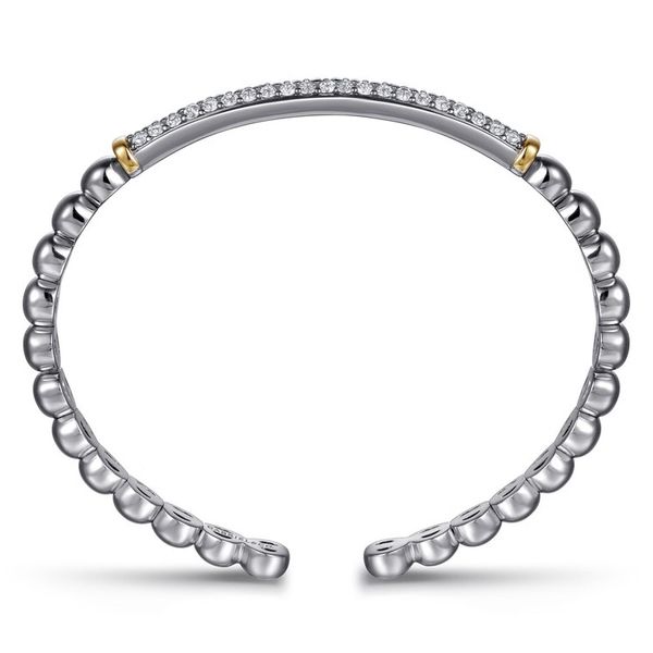 Sterling Silver & 14K Yellow Gold Bujukan Cuff Bracelet with White Sapphires Image 2 Moore Jewelers Laredo, TX